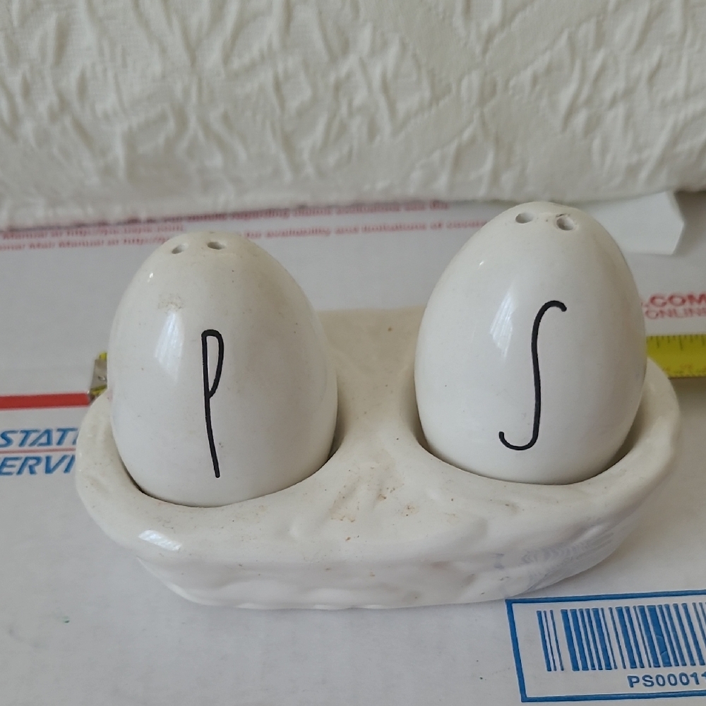 Rae Dunn White Ceramic Salt and Pepper Set